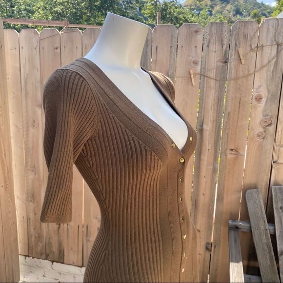 GUESS Seneca Snap Front Ribbed sweater Dress Olive Green size XS - Picture 7 of 13